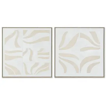 Painting Home ESPRIT White Beige Abstract Scandinavian 83 x 4,5 x 83 cm (2 Units)