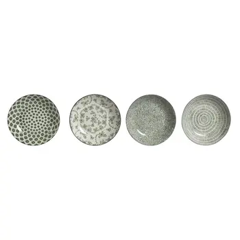 Plate set Home ESPRIT White Green Porcelain 20 x 20 x 4 cm