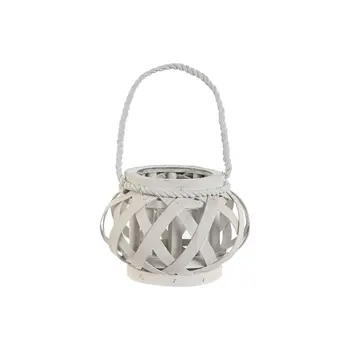Candleholder Home ESPRIT White Wood Crystal 18 x 18 x 13 cm