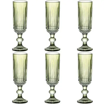 Set of cups Home ESPRIT Green Crystal 6 x 6 x 18,4 cm (6 Units)