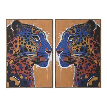 Painting Home ESPRIT Leopard Urban 80 x 4,5 x 120 cm (2 Units)