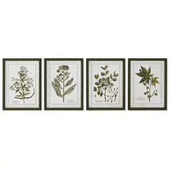 Painting Home ESPRIT Green Beige Shabby Chic Botanical plants 30 x 2,5 x 40 cm (4 Units)
