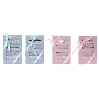 Bib Set Home ESPRIT Blue Pink Cotton 19 x 29 x 3 cm (4 Units)