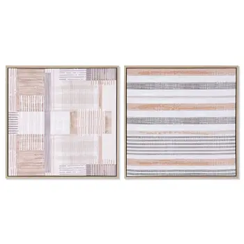 Painting Home ESPRIT Brown Beige polystyrene Canvas Urban 52,5 x 2,8 x 52,5 cm (2 Units)