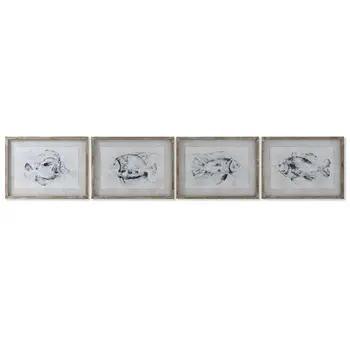 Painting Home ESPRIT Grey Fish (4 Units)