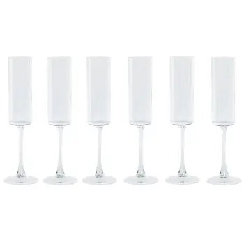 Flat champagne and cava glass Home ESPRIT Transparent Crystal 160 ml (6 Units)