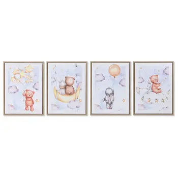 Painting Home ESPRIT Blue Brown Children's 30 x 2 x 40 cm (4 Units)