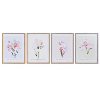 Painting Home ESPRIT Flowers Shabby Chic 30 x 1,8 x 40 cm (4 Units)