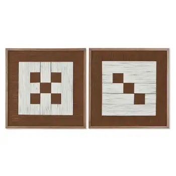 Painting Home ESPRIT White Brown Beige Modern Urban 50 x 3 x 50 cm (2 Units)