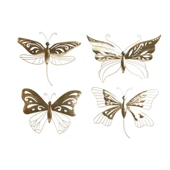 Wall Decoration Home ESPRIT Golden Butterfly 43 x 2 x 33 cm (4 Units)