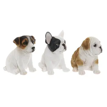 Decorative Figure Home ESPRIT White Brown Black Dog 16,5 x 11,5 x 16 cm (3 Units)