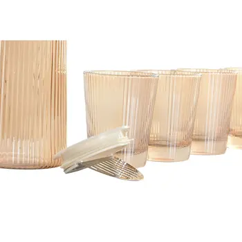 Jug and glasses set Home ESPRIT Amber Borosilicate Glass 1,25 L