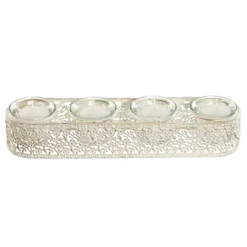 Candleholder Home ESPRIT Cream Metal Crystal 31 x 7 x 5 cm