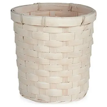Planter 17 x 15 x 17 cm White PVC Bamboo