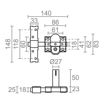 Safety lock Micel crr12 86b/50 mm Steel Grey 50 mm To put on top of