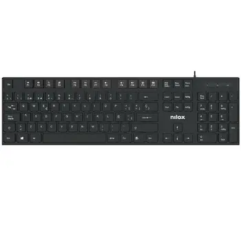 Keyboard Nilox NXKBE000012 Black Spanish Qwerty