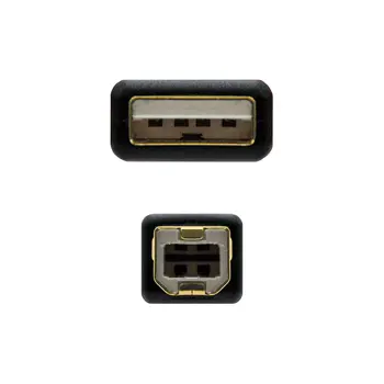 USB 2.0 A to USB B Cable NANOCABLE 10.01.1203 Black 3 m (1 Unit)