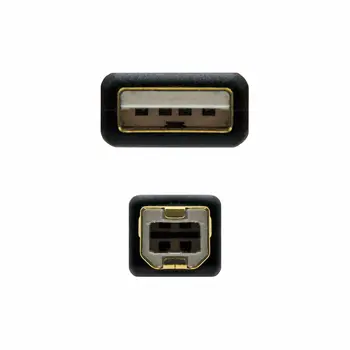 USB 2.0 A to USB B Cable NANOCABLE 10.01.1203 Black 3 m (1 Unit)