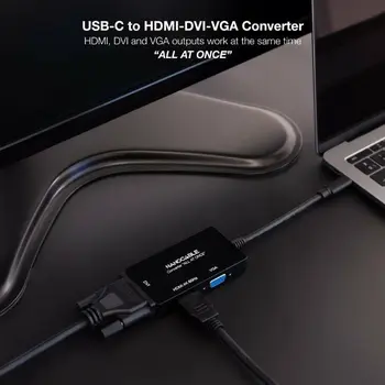 USB-C to VGA/HDMI/DVI Adapter NANOCABLE 10.16.4301-ALL 20 cm Black