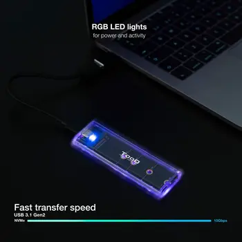 Hard drive case TooQ TQE-2200 Transparent USB USB-C