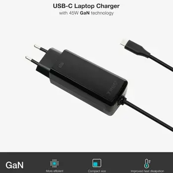 Laptop Charger TooQ GAN USB-C PD 45W Cúbico 45 W