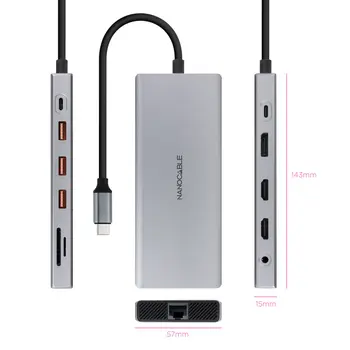 USB Hub NANOCABLE Grey 100 W