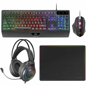 Keyboard and Mouse Mars Gaming MCP124PROES Black Multicolour