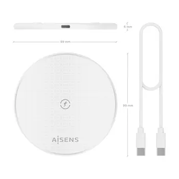 Cordless Charger Aisens ASCH-15W1WC057-W White 15 W