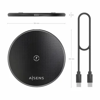 Cordless Charger Aisens ASCH-15W1WC058-BK Black 15 W