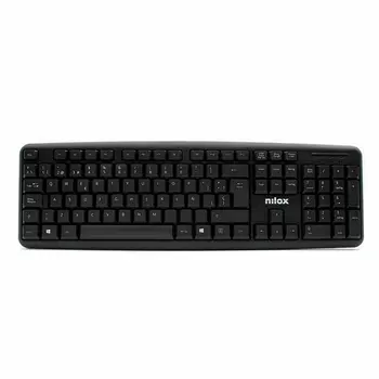 Keyboard Nilox NXKBE000002 Black Spanish Qwerty