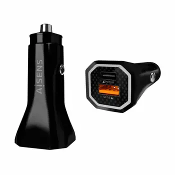 Car Charger Aisens ASCH-CAR2PQC-BK Black (1 Unit)
