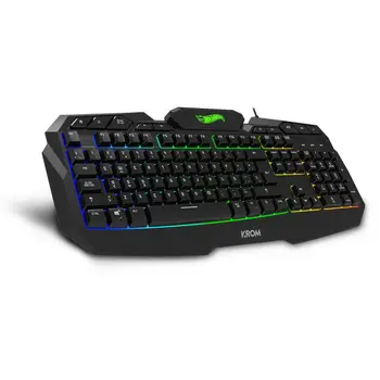 Keyboard with Gaming Mouse Krom HOTWHEELS Spanish Qwerty Blue Black