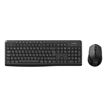 Keyboard and Mouse CoolBox COO-KTR-03W Black Spanish Qwerty