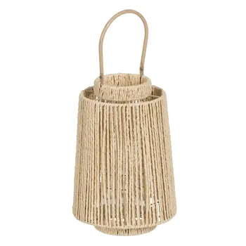 Lantern Candleholder Lantern Cream Natural Metal Paper Crystal 23,5 x 23,5 x 35 cm