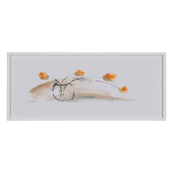 Canvas White Flowers Vase 120 x 4 x 50 cm