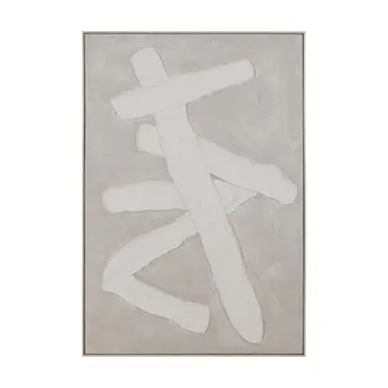 Painting White Grey Abstract 80 x 3,5 x 120 cm