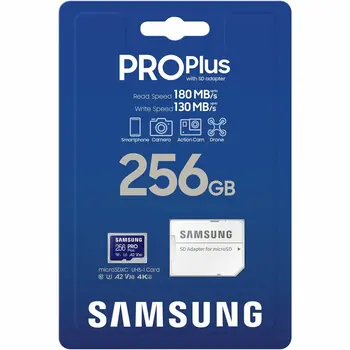 Micro SD Memory Card with Adaptor Samsung MicroSDHC PRO Plus 256GB
