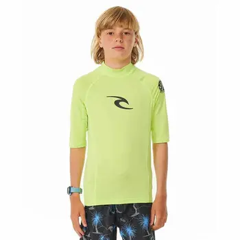 Child's Short Sleeve T-Shirt Rip Curl Wave Upf Lime green
