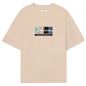 Men’s Short Sleeve T-Shirt Jack & Jones JORPORTLAND BLOCK BRANDING SS CN LN 12262662 Beige