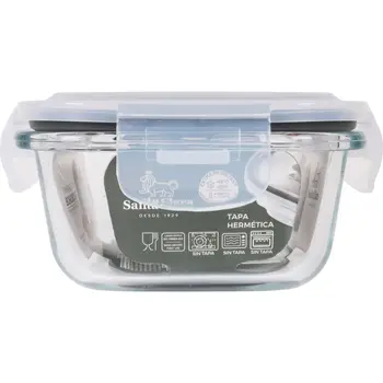 Hermetic Lunch Box Santa Clara Transparent Rectangular 375 ml (12 Units)