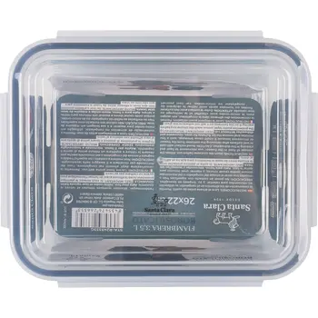 Hermetic Lunch Box Santa Clara Transparent Rectangular 3,5 L (3 Units)