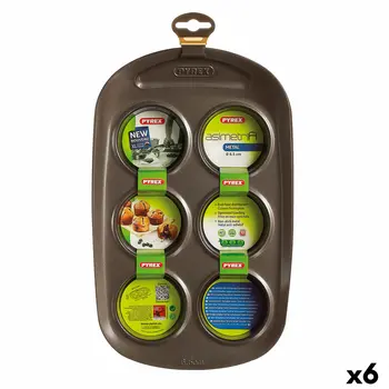 Muffin Tray Pyrex Asimetria Black 29 x 18 x 5 cm (6 Units)