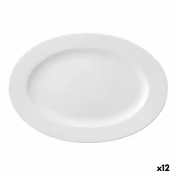 Flat plate Ariane Prime Oval Ceramic White (22 x 20 cm) (12 Units)