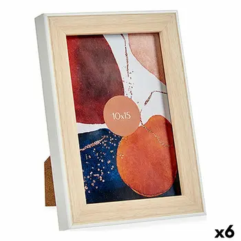 Photo frame WPC1920MG-1-WH White Brown Natural Glass polypropylene (6 Units)