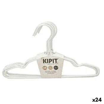 Set of Clothes Hangers Kipit 29100192 White Metal Silicone Children's 30 x 18 x 1 cm (24 Units)