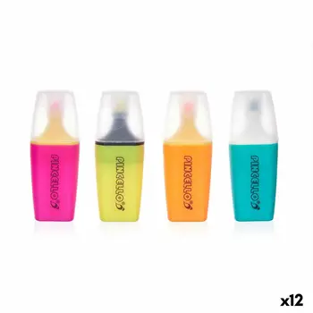 Fluorescent Marker Set Pincello 495 Yellow Green Multicolour Orange Pink (12 Units)