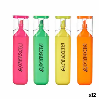 Fluorescent Marker Set Pincello 497 Yellow Green Multicolour Orange (12 Units)