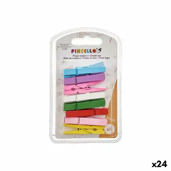 Clamps Pincello 398 Multicolour Wood Large (24 Units)