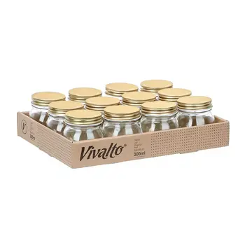 Jar Vivalto CWDH04-12PK Transparent Golden 300 ml (12 Units)