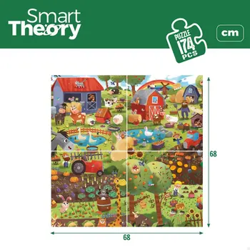 Child's Puzzle Colorbaby 4-in-1 174 Pieces Farm 68 x 68 cm (6 Units)